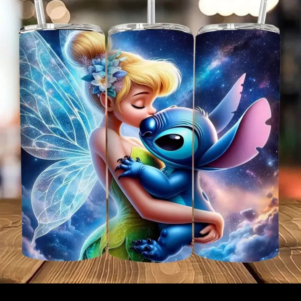 Stitch And Tinkerbell Stainless Steel 20 Oz Tumbler
